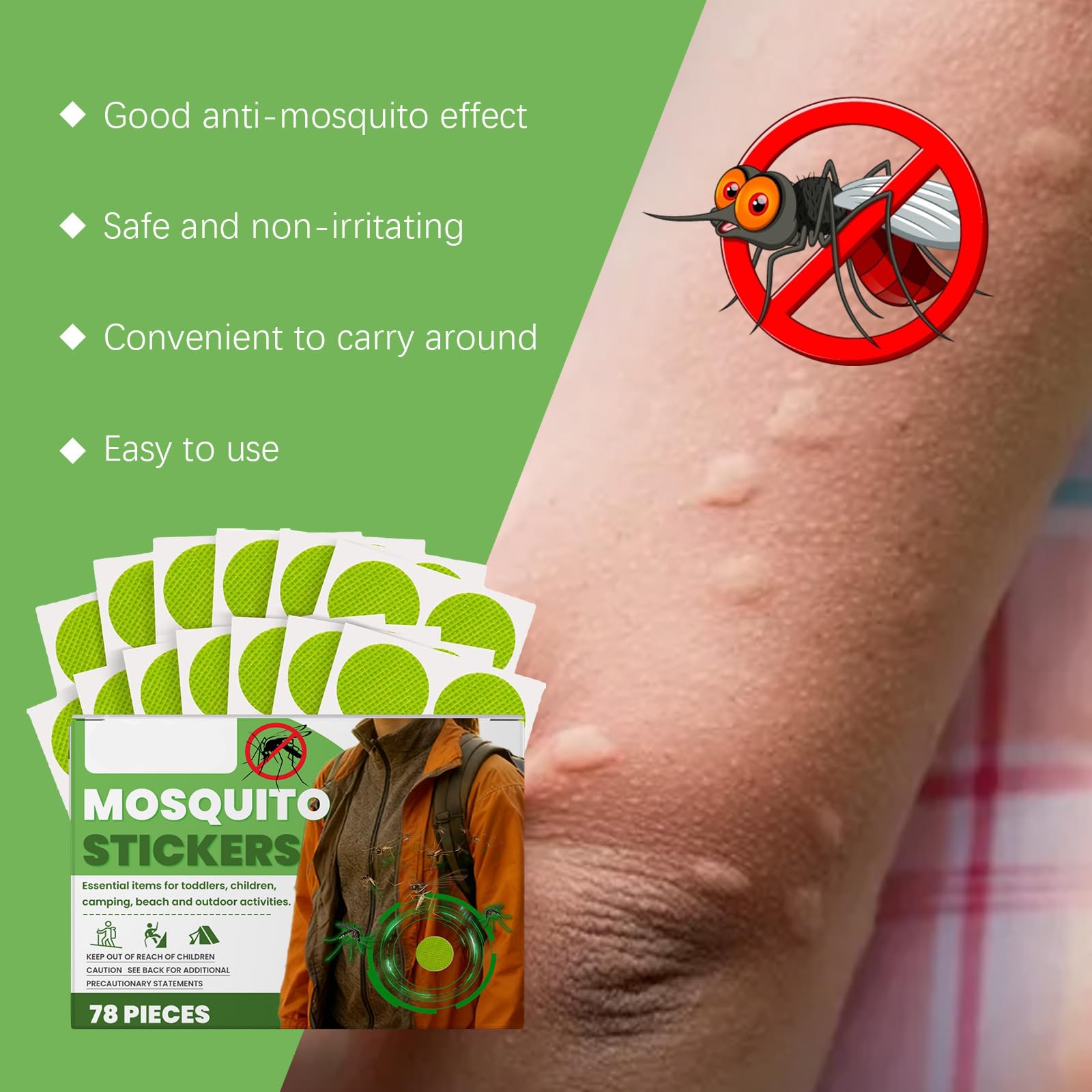 78 PCS Parche Repelente Mosquitos Previene Picaduras de Mosquitos,para Acampar al Aire Libre para Adultos y Niños