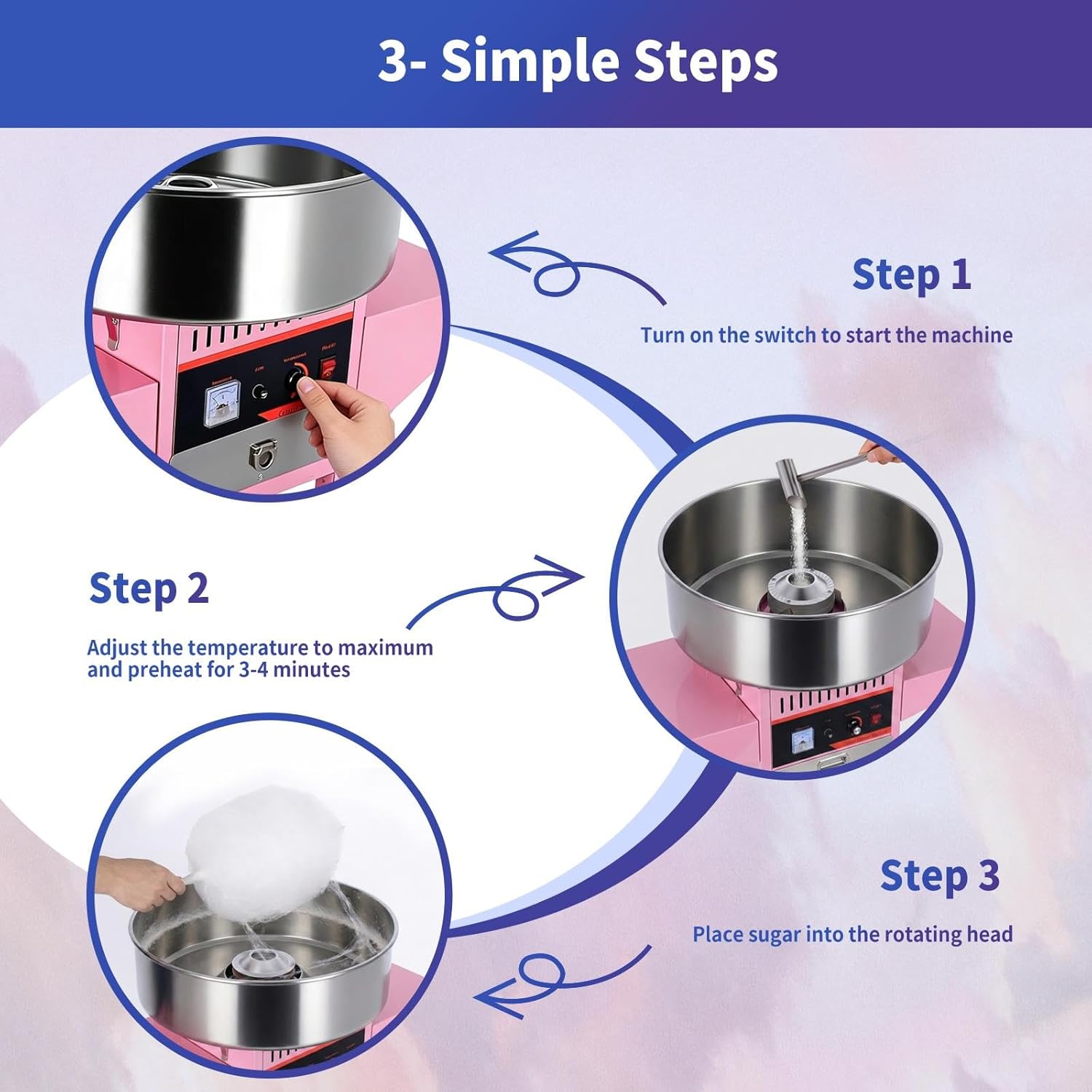 Commercial Cotton Candy Maker Machine Cart with Dome, Portable Kids Candy Floss Machine Kit, Professional Countertop Electric Cotton-Candy Makers for Home Industrial Use(43 * 22 * 22in)