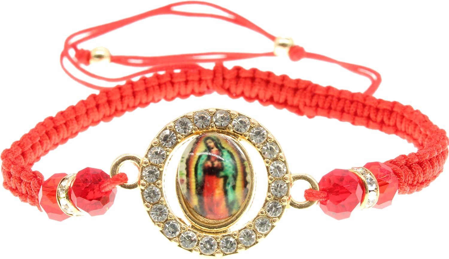 Virgen María Santa, María, Nuestra Señora de Guadalupe, cadena roja, cuentas rojas, pulseras ajustables, protección y buena suerte, pulsera Roja De