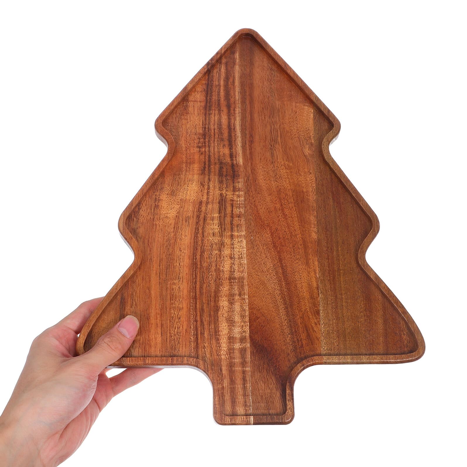Gatuida Bandeja Forma de Árbol de Navidad de Madera de Acacia Bandeja para Servir Días Festivos y Reuniones Familiares Navideña Plato Decorativo para Árbol de Navidad
