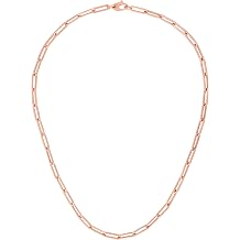 Floreo 14k Rose Gold Hollow Paperclip Link Chain Necklace - 18 Inch