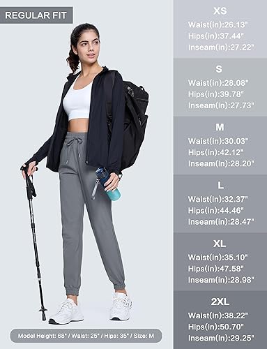 Miniatura 6 de MAGCOMSEN Pantalones de senderismo para mujer, ligeros, de secado rápido, atléticos, para correr, joggers con bolsillos, pantalones deportivos
