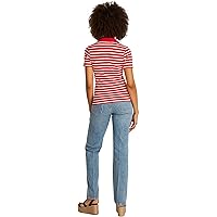Tommy Hilfiger Maglietta Polo Maniche Corte Donna Slim Fit, Multicolore (Primary Red/Ecru STP)