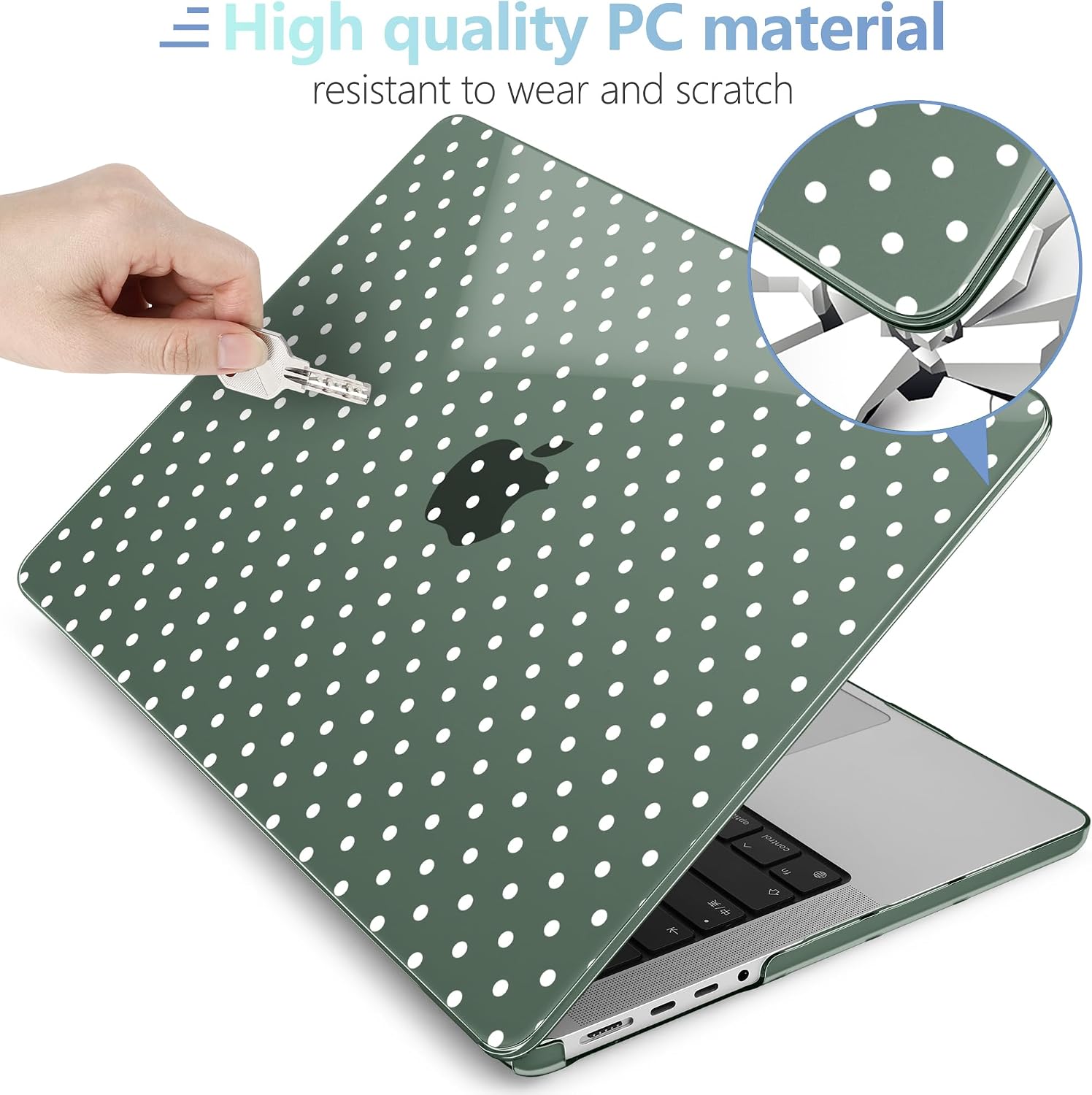 MEEgoodo Case for MacBook Pro 16 inch 2026 2024 2023 2021,Laptop Shell Compatible with M5 M4 M3 M2 M1 Pro/Max Chip,Fit Model A3429/A3428/A3403/A3186/A2991/A2780/A2485,White Polka Dots & Midnight Green