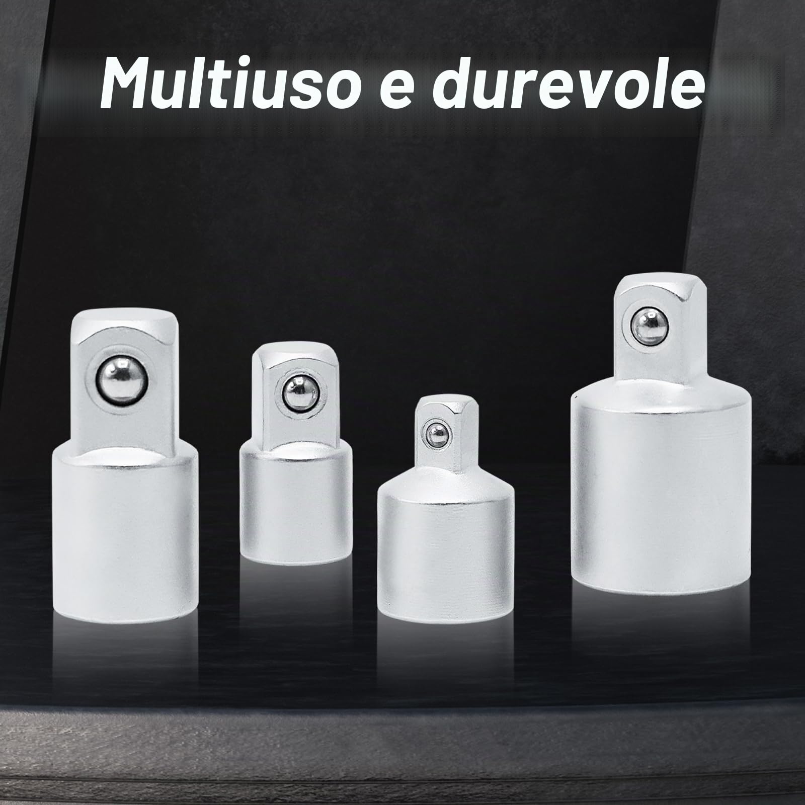 CCLIFE Set di Adattatori per Bussole 1/2" 3/8" 1/4" per Chiavi a Cricchetto o Dinamometrica 4 Pezzi