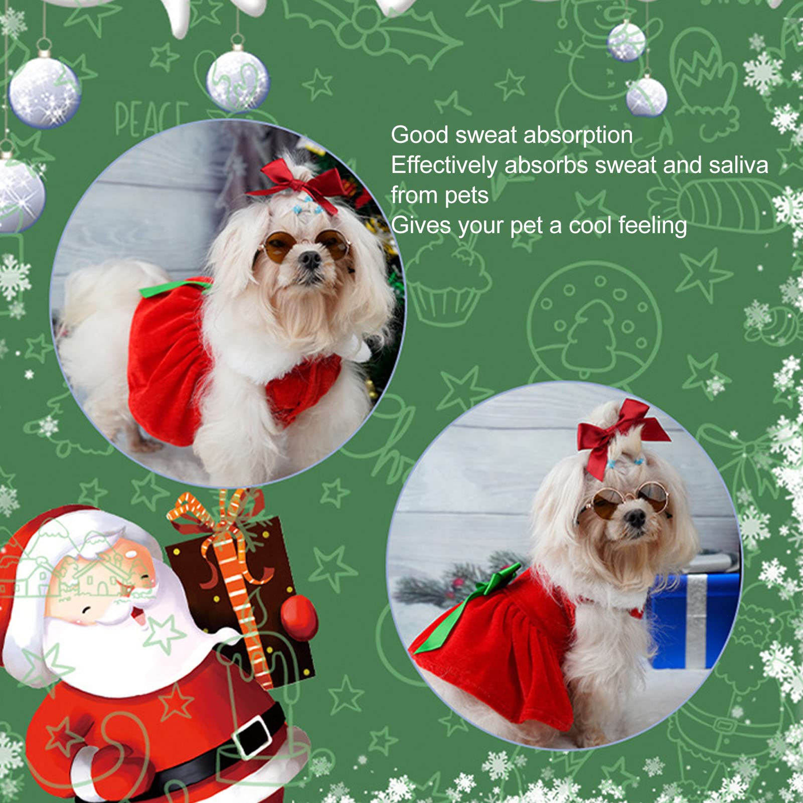 Christmas Dog Dress, Santa Claus Pet Clothes Dog Velvet Skirt Dog Christmas Outfit Winter Coats Red Skirt Suit for Small Dogs Cats(L)