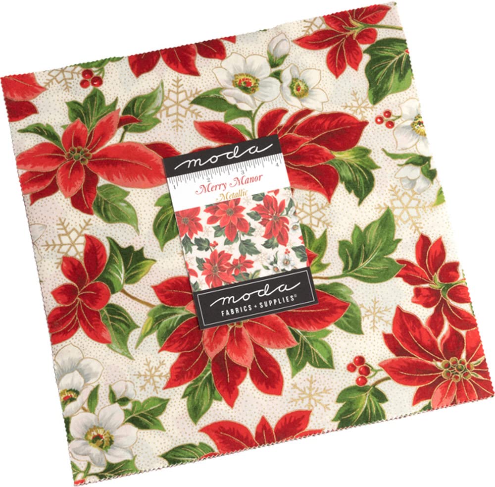 Merry Manor Metallic Layer Cake 42 10-inch Squares Moda Fabrics 33660LCM