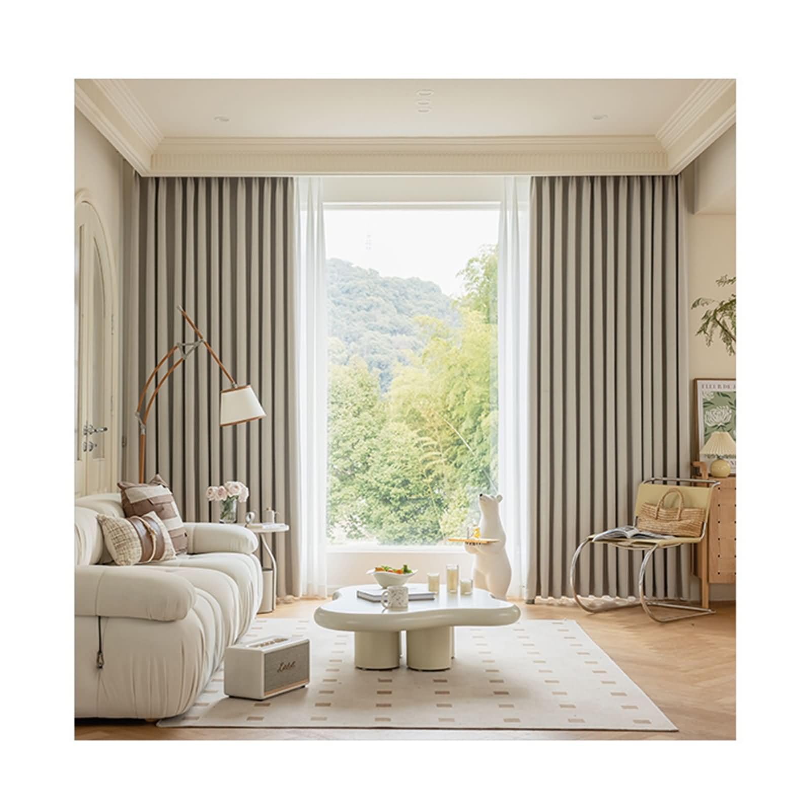 Daesar Cortinas Opacas para Ventana Pequeña 2 Paneles 107W x 115H CM,Cortinas Salon Modernas Color Sólido Cortinas Terraza Beige,Ojal