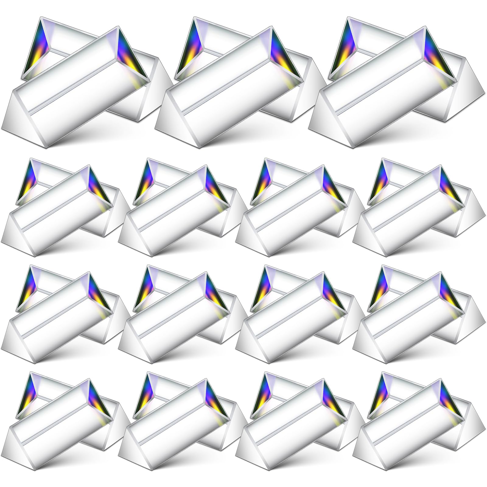 SiliFine 30 Pack 2.5 Inch Clear Triangular Glass Prisms Bulk