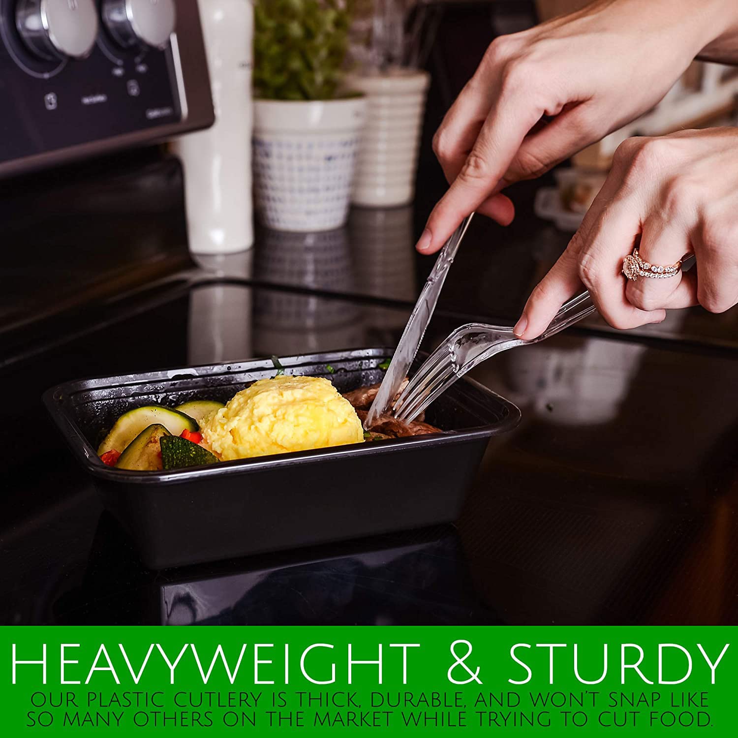 200 Cucchiai Plastica Nera Riutilizzabili - Per Feste E Catering - Foto 2