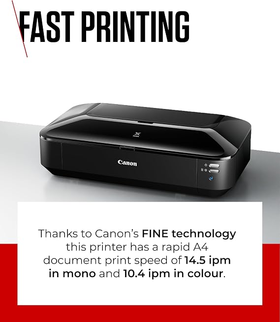 Canon PIXMA iX6850 Wireless Printer (Black) - Compact, High-Performance Home Printer - Print A3+ Photo-Lab Quality Documents & Photos - Wi-Fi/Ethernet Connectivity - Replaceable 5 Single Ink System