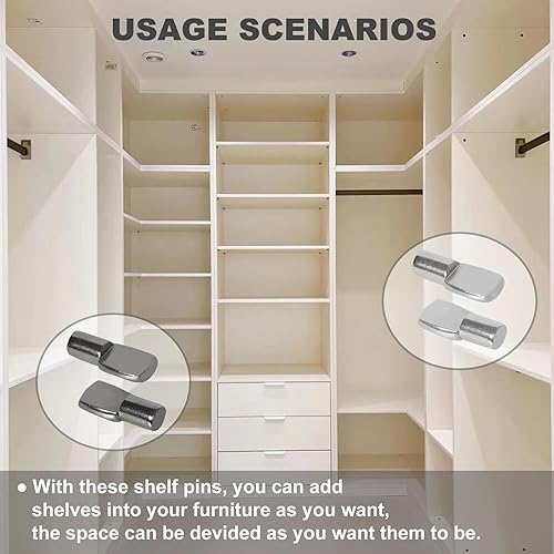 Miniatura 4 de Keenkee Juego de 20 clavijas de estante de 14 pulgadas de diámetro para estantes de gabinete, soporte de clips de soporte, forma de cuchara, níquel,