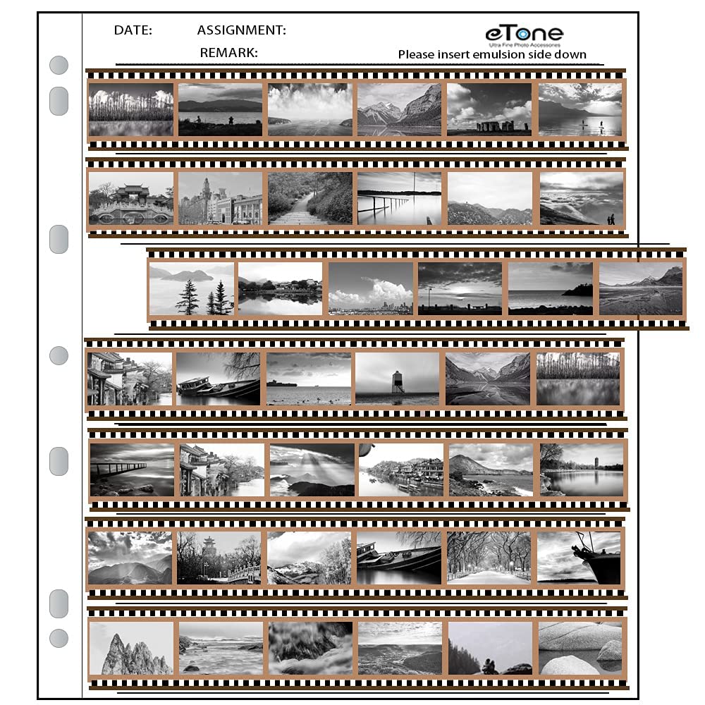 30 pièces Feuilles de Stockage d'archives pour Reliure à Anneaux sans Acide Pages 35 mm 135 Diapositive de Film Noir et Blanc (30pcs 35mm)