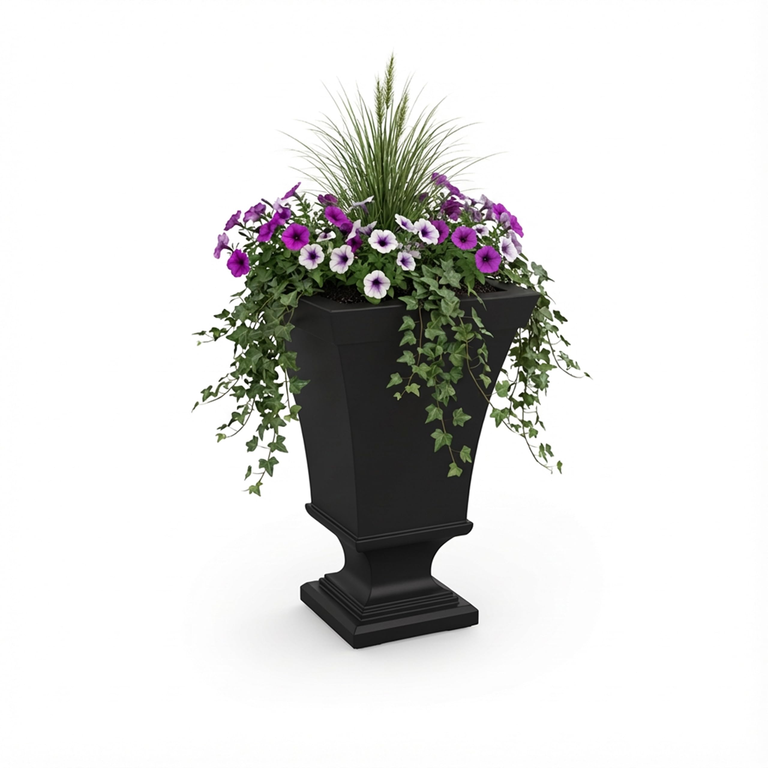 Mayne Vienna 5892-B Urnen-Pflanzgefäß, 63,5 cm hoch, 40,6 cm L x 40,6 cm B x 63,5 cm H, mit integriertem Wasserspeicher, 1,9 l, Schwarz