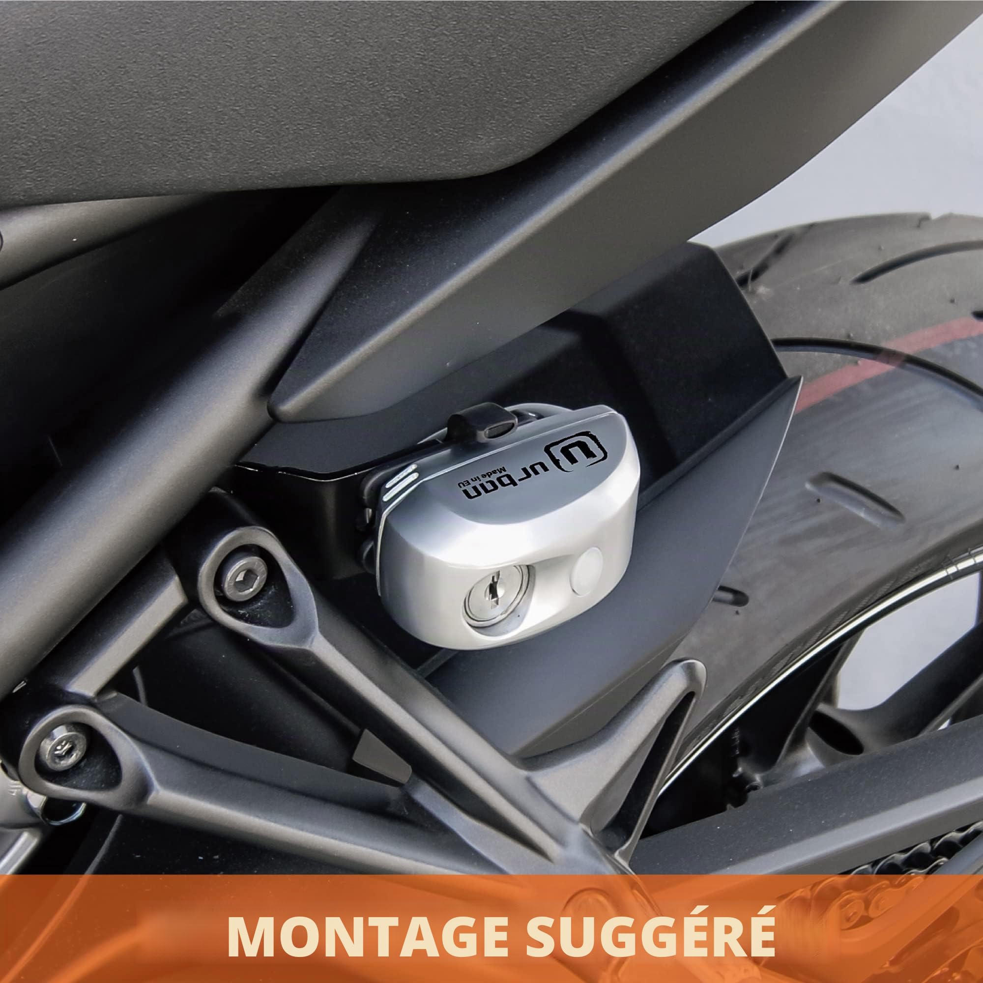 urban UR351 Support de Transport pour antivol Moto Bloque Disque Alarme UR6/UR22/UR906X à Fixer aux vis - Vous Pouvez Le Transporter verrouillé