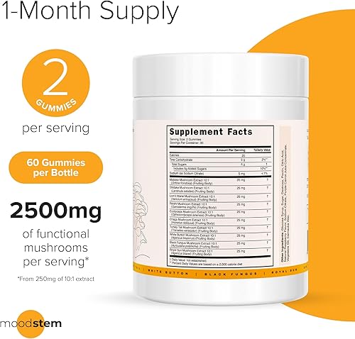 Miniatura 7 de Gomitas de hongos Harmony Blend Suplemento diario de hongos para adultos Complejo de hongos 10 en 1 melena de león, reishi, cordyceps, chaga y más