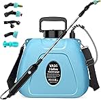 2 Gallon Battery Powered Garden Sprayer, Electric Sprayer, Weed Yard Lawn Sprayers with 5 Mist Nozzles & Retractable Wand & Adjustable Strap for Lawn, Garden, Yard