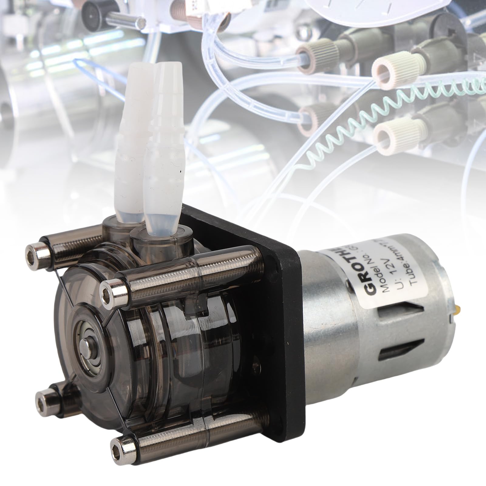 Bewinner Pompe Péristaltique 300 Ml/min, Pompe Doseuse de Liquide à Moteur brossé DC avec Tube en Silicone pour Applications d'aquarium, de Laboratoire et Industrielles (12V)