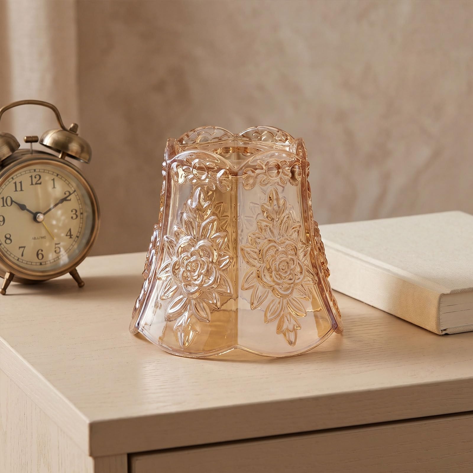2 Piezas Pantalla de Lámpara de Vidrio Tamaño Mini de 42mm Diseño Artístico y Textura Tallada Resistente al Calor y Fácil de Reemplazar para Sala de Estar o Pasillo