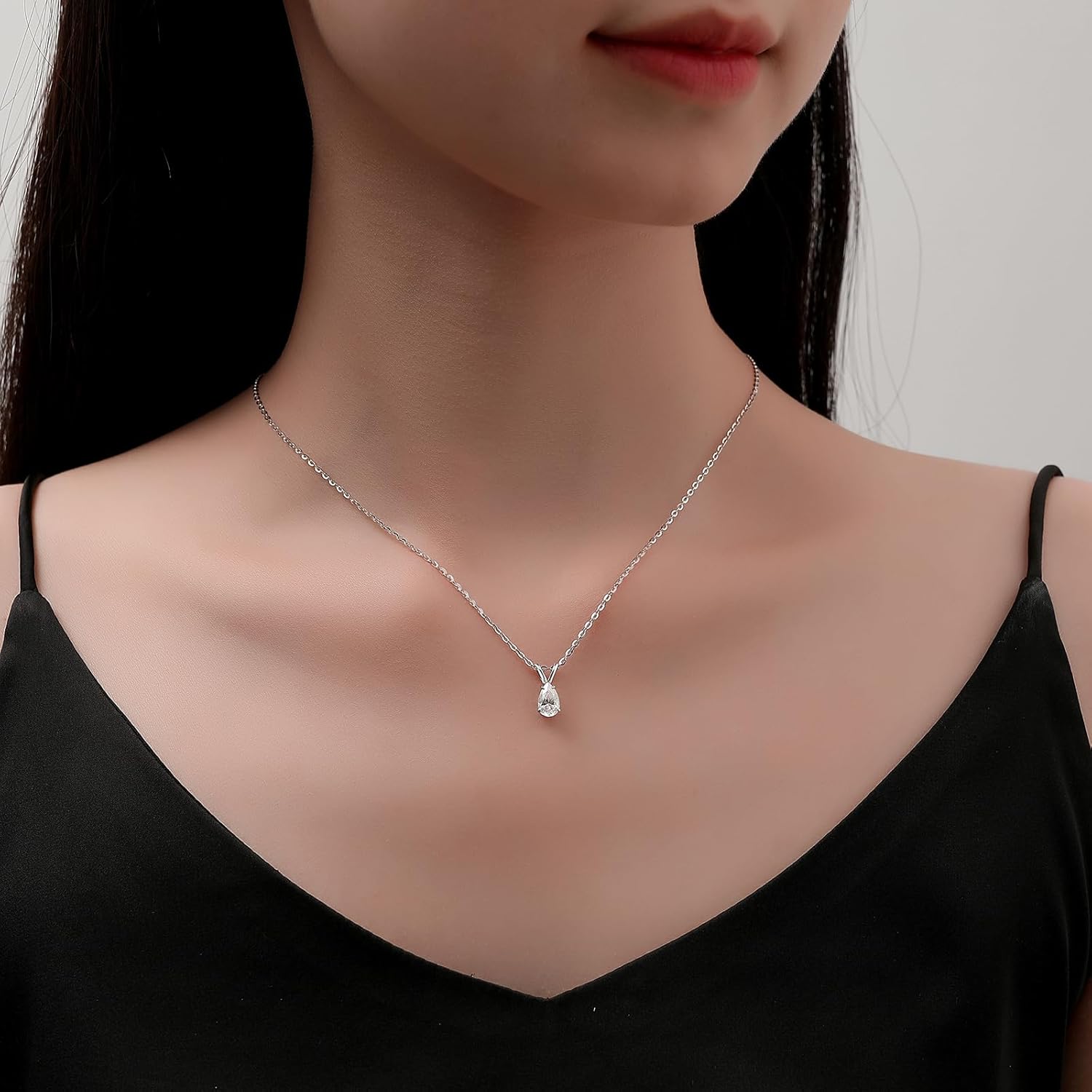 Moissanite Necklace for Women, 1CT Pear Cut D Color VVS1 Moissanite Pendant, Sterling Silver Plated 18K White Gold, Perfect for Daily Wear and Special Occasions - Image 5
