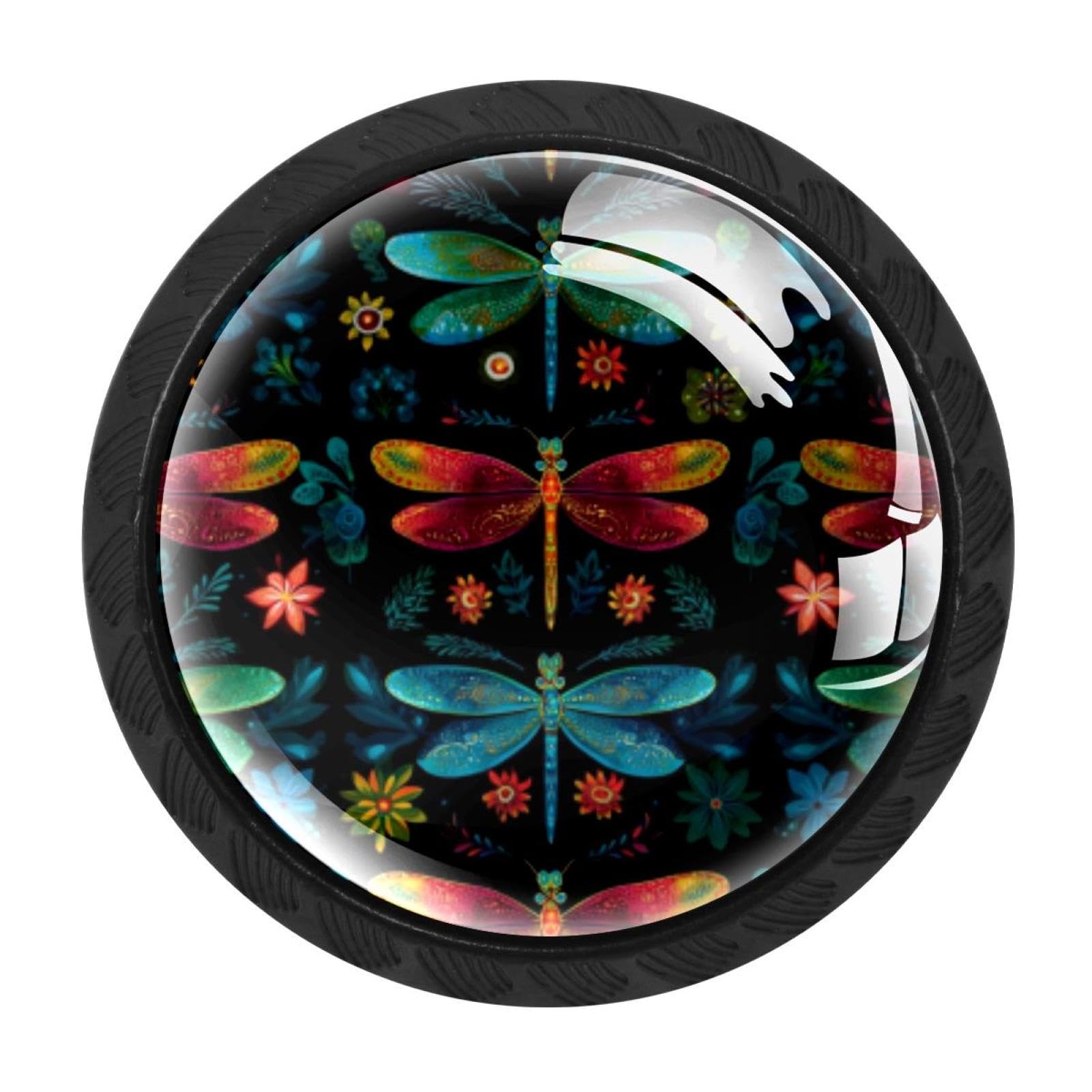 CHENZZZZ 4 PCS Cute Dragonfly Pattern Crystal Glass Cabinet Knob Drawer Pull Handle for Kitchen Cupboard Dresser Wardrobe etc