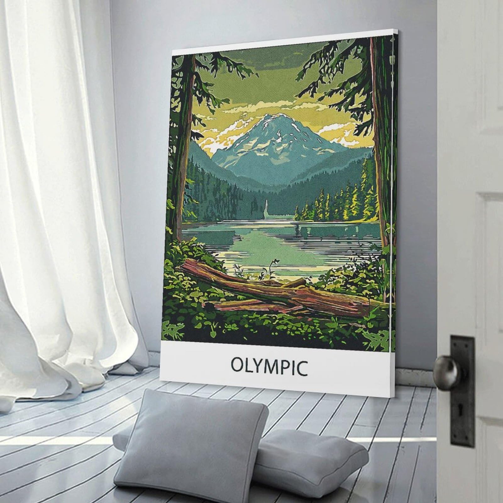 Junmoney Olympic Mountain View Room Decor Wall Art 24x36inch(60x90cm), for Art Walls, Layered Displays Or Homes, Wall Decor Suited to Curated Displays
