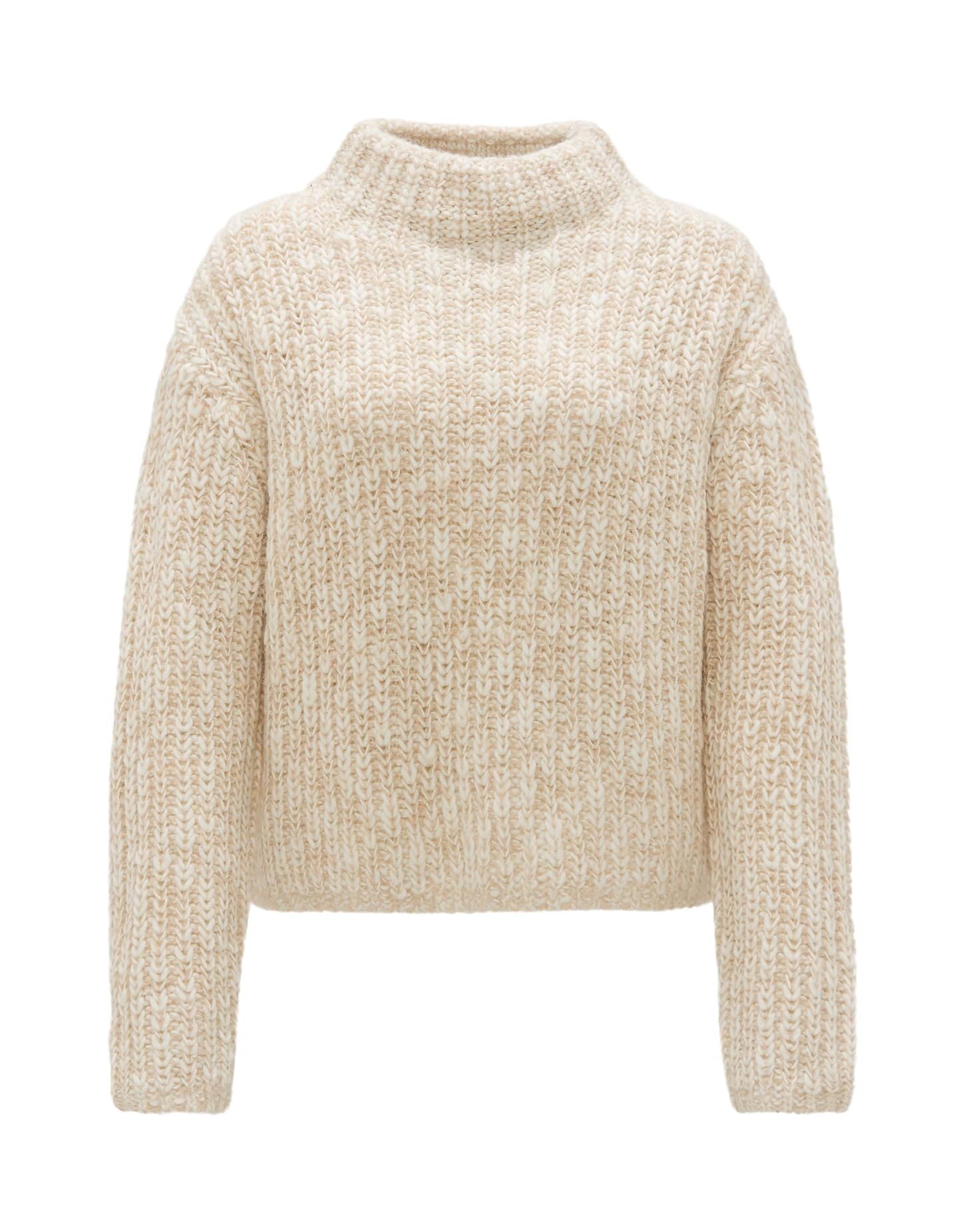OPUS Strickpullover Damen | PERKE Loose in Mélange Optik Macadamia, 42:Boxy Passform