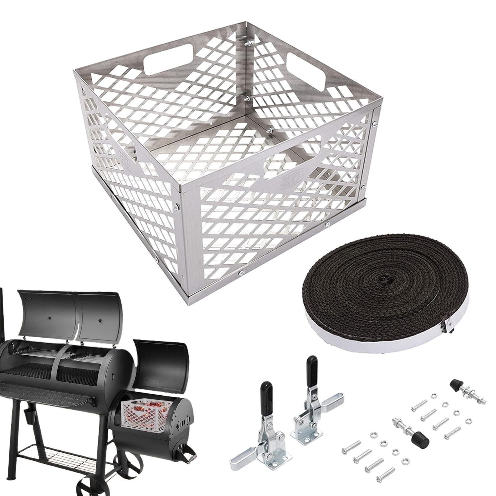 Kit de modificación de acero inoxidable con cesta de carbón para barbacoas y parrillas