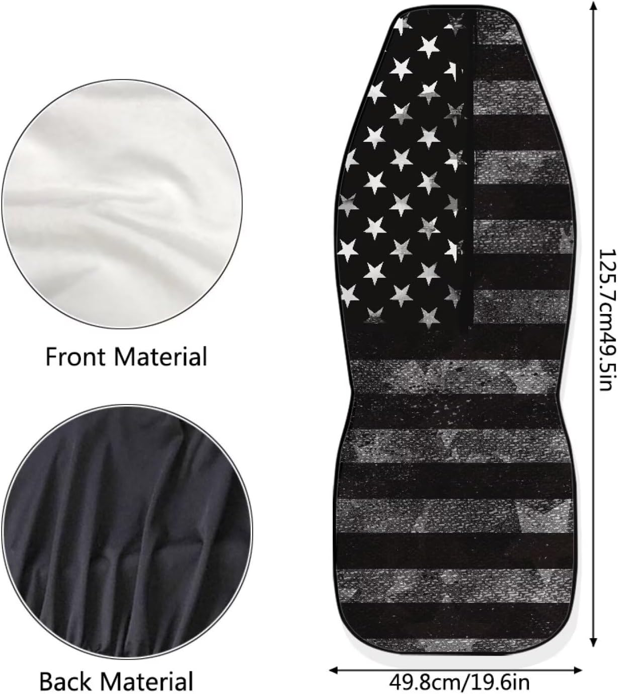 FKELYI Black American Flag Car Front Seat Cover Set of 2, Stretchy Auto Drive Bucket Saddle Blanket Protector for Sedans Trucks SUVs Vans Accessories