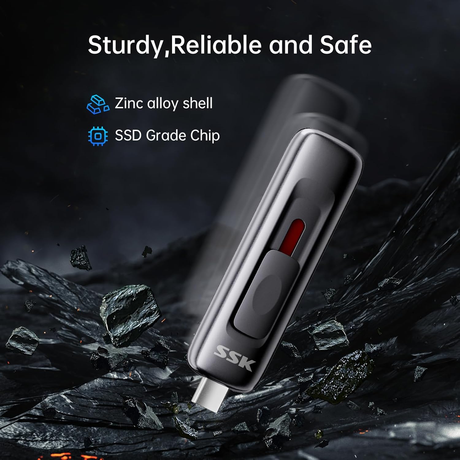 SSK SSD 2TB External Hard Drive,Fast Solid State Thumb-Drive up to 560 MB/s Read Speed Memory Stick with Sliding Dual USB 3.2 Gen 2 FlashDrive USB-C+A for iPhone 15/16/17/Android/Windows/Tablet/TV - Image 6