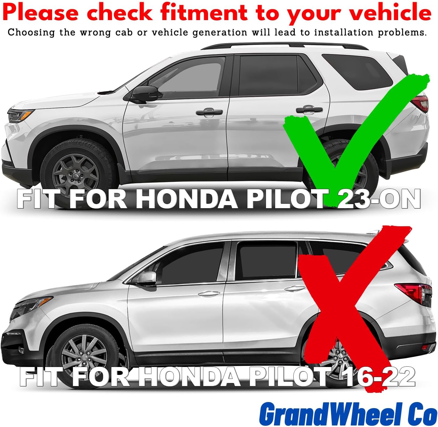 Window Deflectors Smoke Tinted Tape-On Side Window Vent Visor Deflectors Rain Guards Compatible with Honda Pilot 2023-2026 - 4 pcs. GW0940