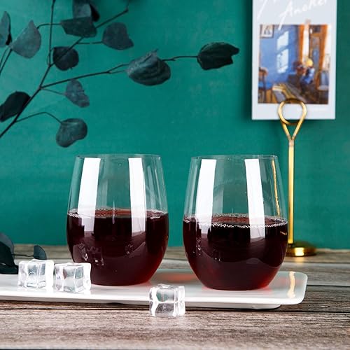 Miniatura 7 de SUT Copas de vino desechables sin tallo transparentes, tazas irrompibles de 12 oz, 32 unidades, a prueba de roturas, reciclables, copas de vino de