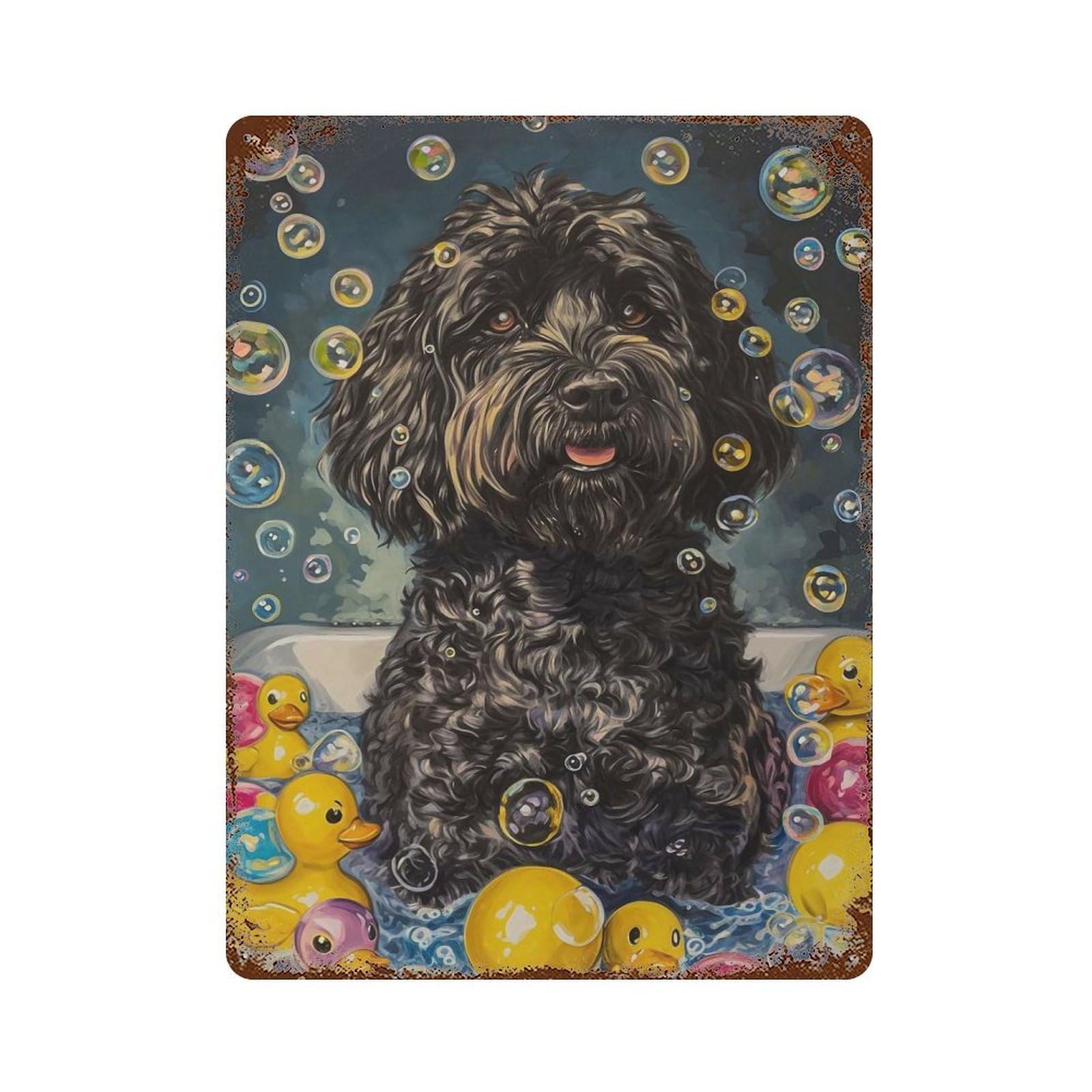 Black Russian Terrier Dog Retro Metal Sign 15.7"x11.8", Vintage Wall Decor for Garage, Pub Or Kitchen