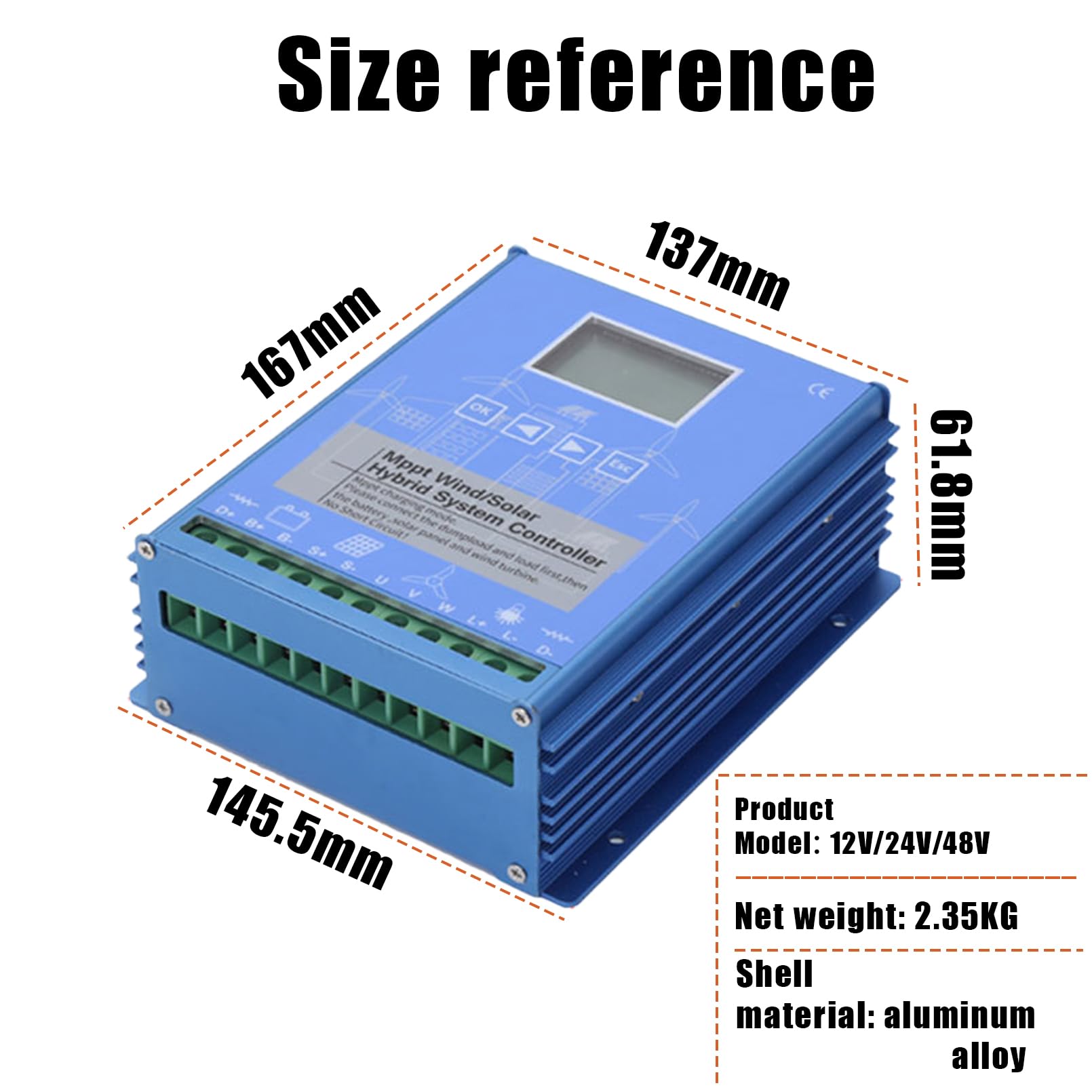 Hybrydowy regulator ładowania Wind Solar MPPT Boost Regulator z wyświetlaczem LCD do zastosowań zewnętrznych