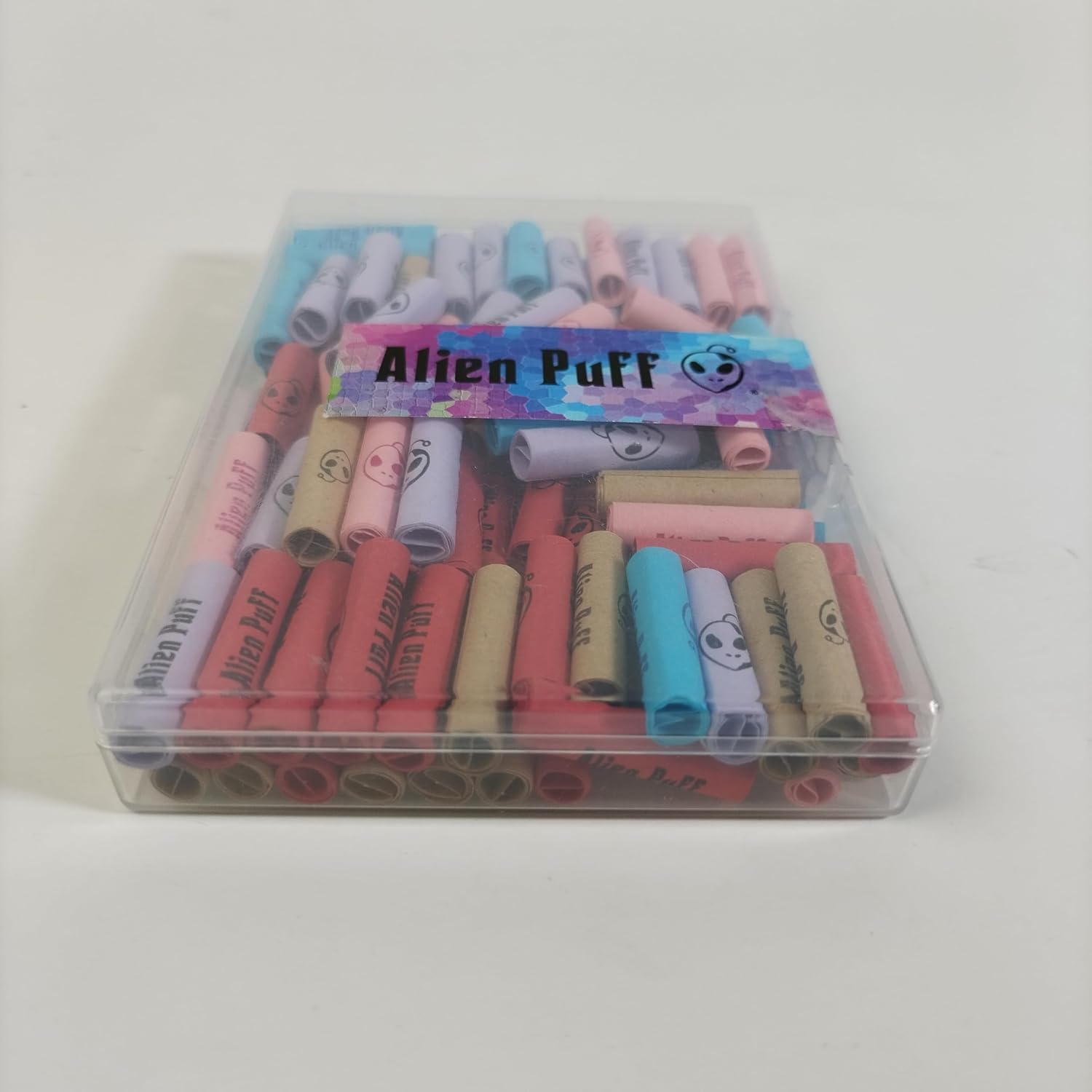 Colorful Pre RoIIed Tips, 6.5x25mm, 120 Tips Unrefined Perforated with 3 Fillers, Pink, Red, Purple, Blue, Brown Pre RoIIed Tips