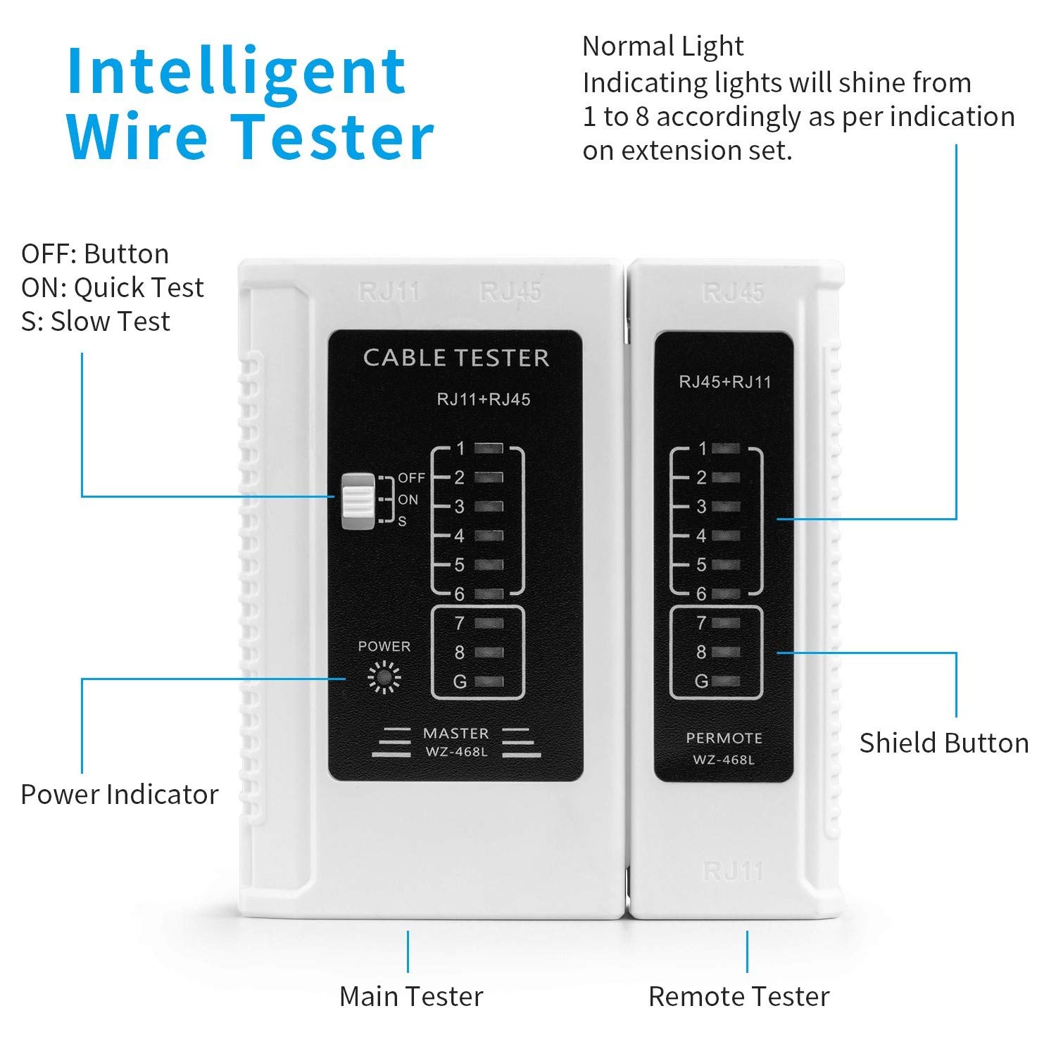 Network Cable Tester RJ45 RJ11 RJ12 UTP LAN Cable Tester Wire Networking Tool