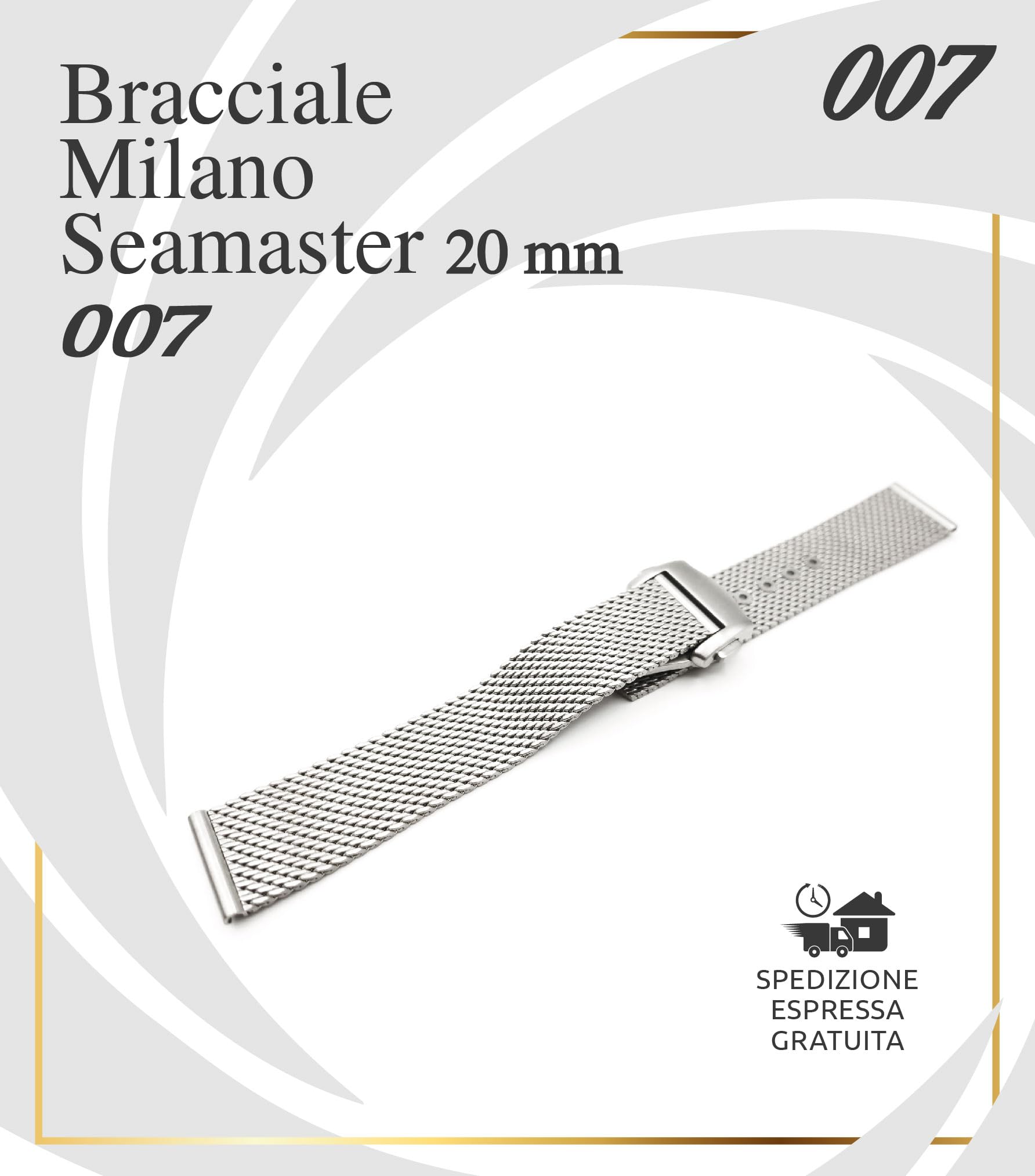 Milano-Armband Silber Voll INOX 316L MIilan ONE MORE Armband 20 mm kompatibel mit Omega Seamaster 007" Sub Diver