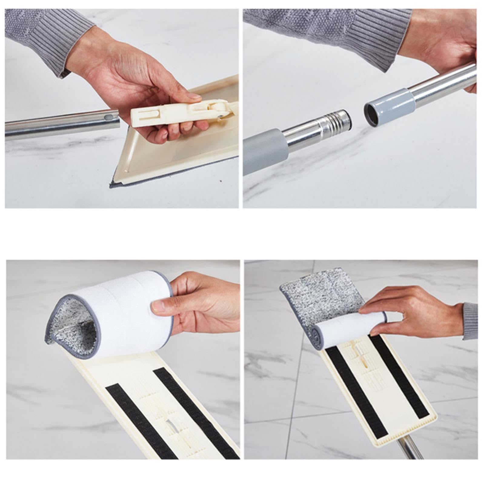 Juego de trapeador, trapeador y Cubo para Limpieza de Pisos Planos | Juego de fregona y Cubo exprimidor,Juego de fregona y Cubo Multifuncional con escurridor para el hogar, Juego de fregona Plana y