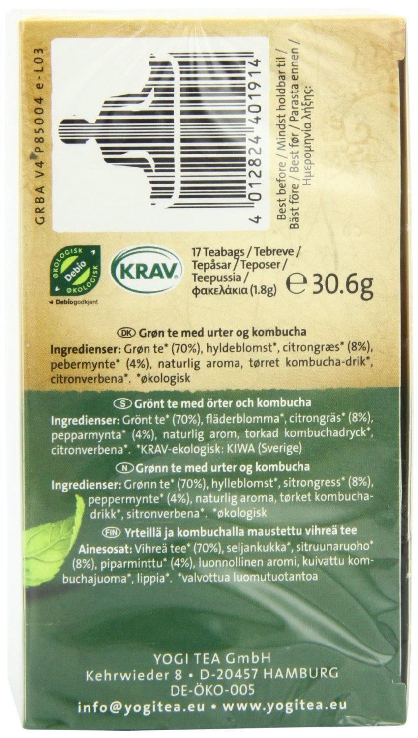 Yogi herbata zielona równowaga 17 kieszeni (opakowanie 6)