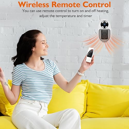 Miniatura 5 de Ecowarm - Calentador eléctrico de 2 piezas, enchufe de pared de 500 W, como se ve en la televisión, pequeño calentador de espacio portátil con