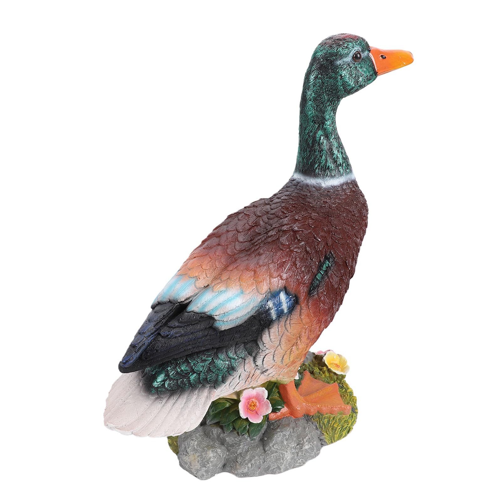 Sxhlseller Ornamento da Giardino con Anatra Germano Reale Dipinto a Mano |Statua in Resina con Testa Verde di Anatra per la Decorazione del Patio del Prato all'aperto