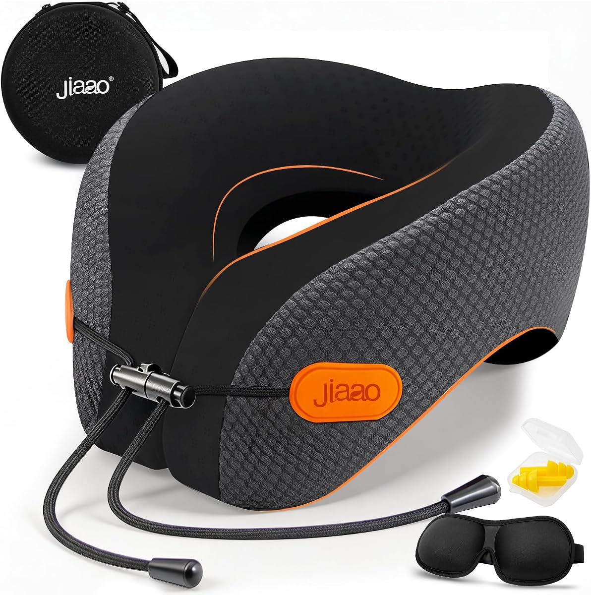 Almohada de viaje, almohada para el cuello de avión con soporte para el cuello y la barbilla de 360° | Almohada ergonómica para avión con ajuste ajustable, almohada para el cuello de viaje de espuma viscoelástica 100% pura para vuelos largos, viajes por carretera y trenes