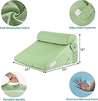 Vista 3 de Bedluxe 3Pcs Orthopedic Bed Wedge Pillow Set, Foam Wedge Pillow Post Surgery for Back, Leg and Knee Support, Adjustable 9&12 Inch Folding Triangle