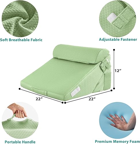 Miniatura 3 de Bedluxe Juego de 3 almohadas ortopédicas de cuña para cama, almohada de cuña de espuma poscirugía para espalda, piernas y rodillas, almohada