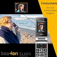 Beafon SL605 összecsukható nyugdíjas telefon SOS gombbal 2,4 hüvelyk 6,09 cm belső és 1,44 hüvelyk 3,65 cm külső kijelző tápegység nélkül 5