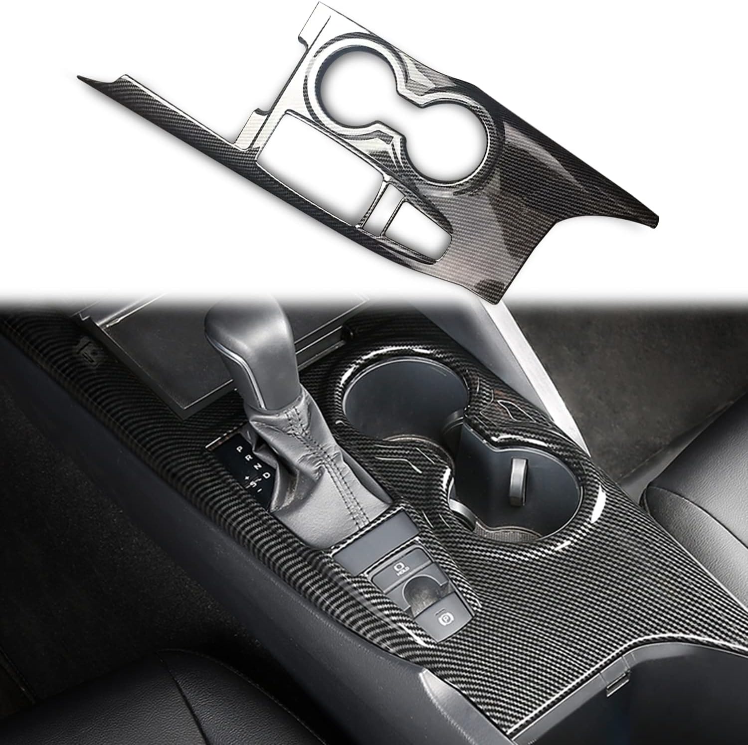 Fit for Toyota Camry LE SE TRD 2018-2024 Center Console Gear Shift Panel Frame Cover Trim Automatic Transmission Interior Accessories Without Seat Heater Switch Hole - Black Carbon Fiber