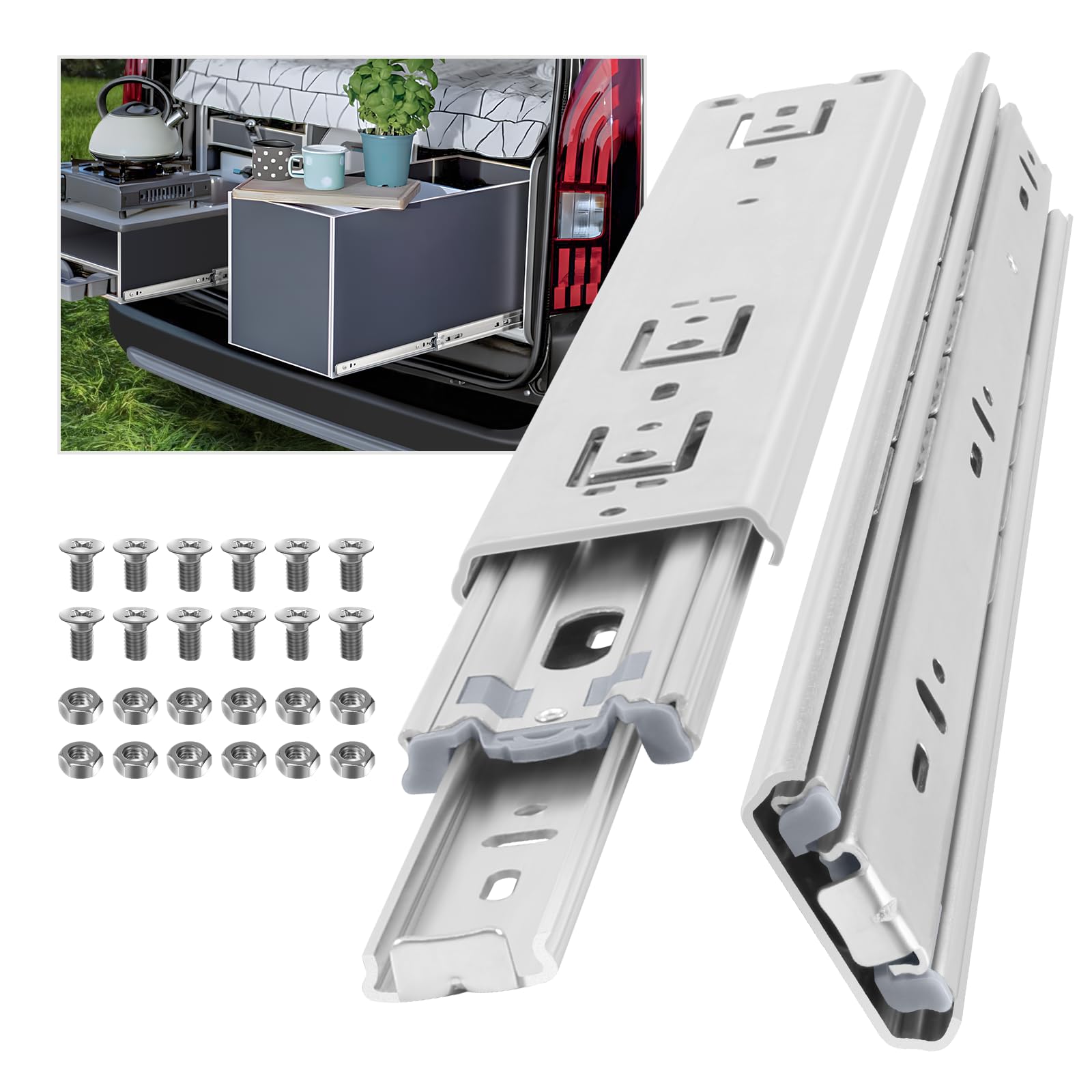 AOLISHENG Schubladenschiene Vollauszug 850 mm, Schwerlastauszug 51 mm Breite mit 50 kg Tragkraft, für Schrank, Werkstatt, Wohnmobil und Industrie, 1 Paar (2 Stück)