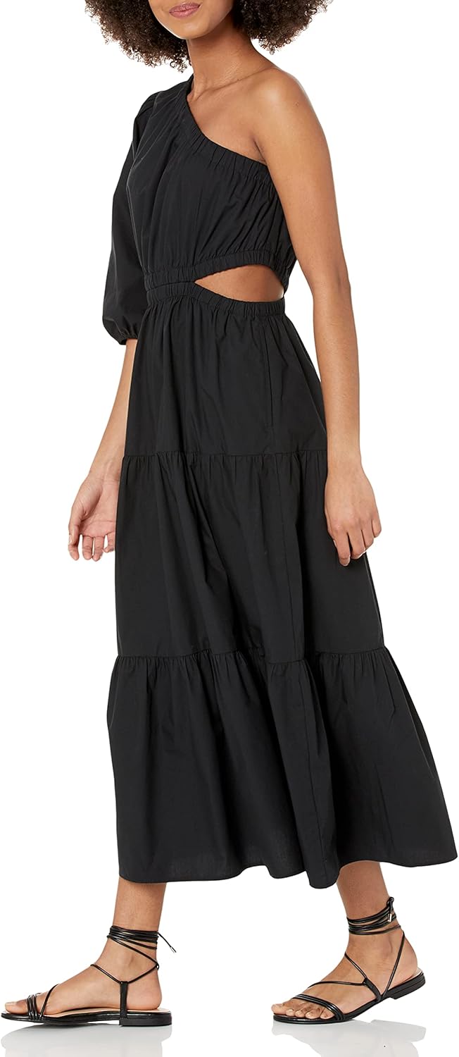 The Drop Womens April One Shoulder Cut-Out Tiered Midi Dress - Image 3