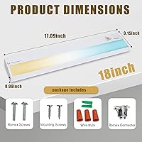 Vista 7 de Ansen Iluminación LED empotrada bajo gabinete, 18 pulgadas 15W luz LED para cocina/closet, 998.4lm, CRI>92, R9>90, regulable, 3 temperaturas