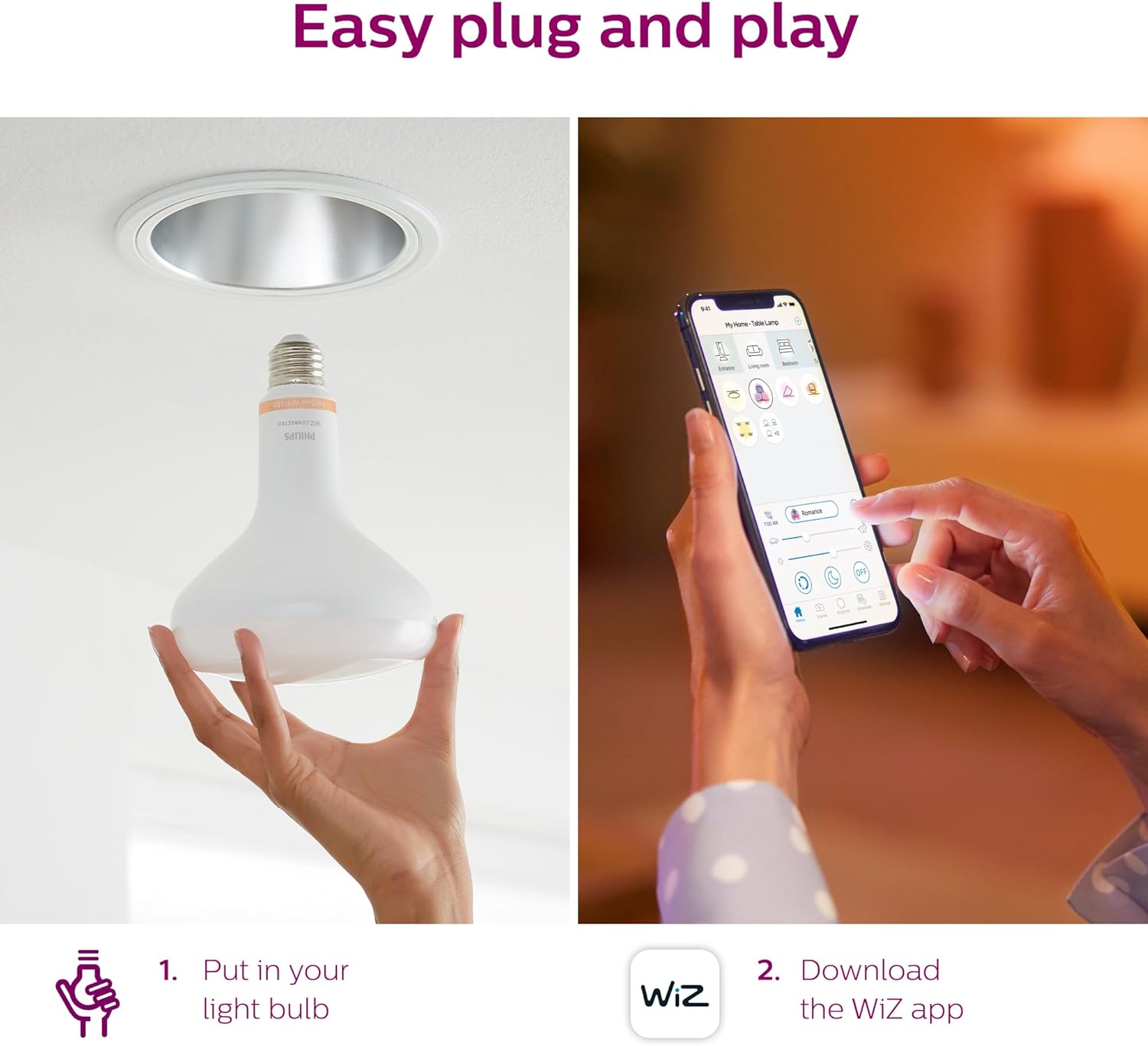 Philips Smart 65W BR30 LED Smart Light Bulb 4-Pack - Daylight - Connects to Your Wi-Fi - E26 Smart Bulb - Control with Voice or App- Powered by WiZ Connected
